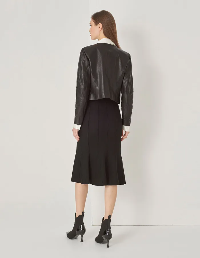 MARYLING Jacket and Coat Cropped Lambskin Jacket With Buttons Black 8211 Women MARYLING Jacket and Coat Cropped Lambskin Jacket With Buttons Black 8211 Women