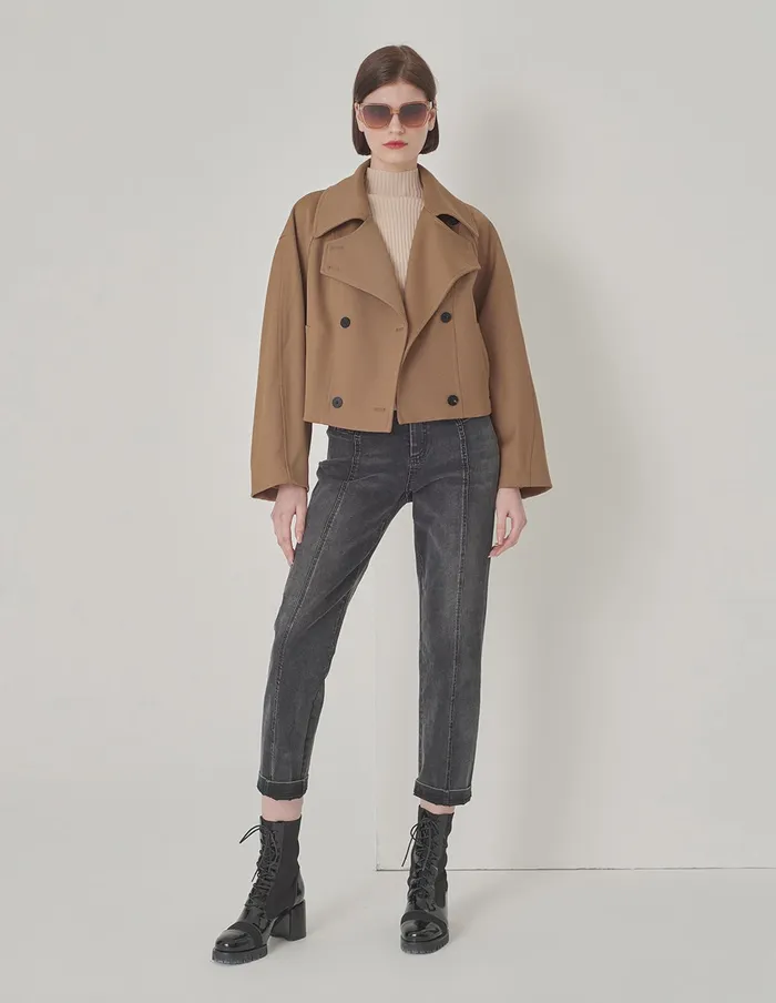 MARYLING Jacket and Coat LooseFitting DoubleBreasted Jacket Sand 8211 Women MARYLING Jacket and Coat LooseFitting DoubleBreasted Jacket Sand 8211 Women