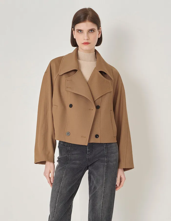 MARYLING Jacket and Coat LooseFitting DoubleBreasted Jacket Sand 8211 Women MARYLING Jacket and Coat LooseFitting DoubleBreasted Jacket Sand 8211 Women
