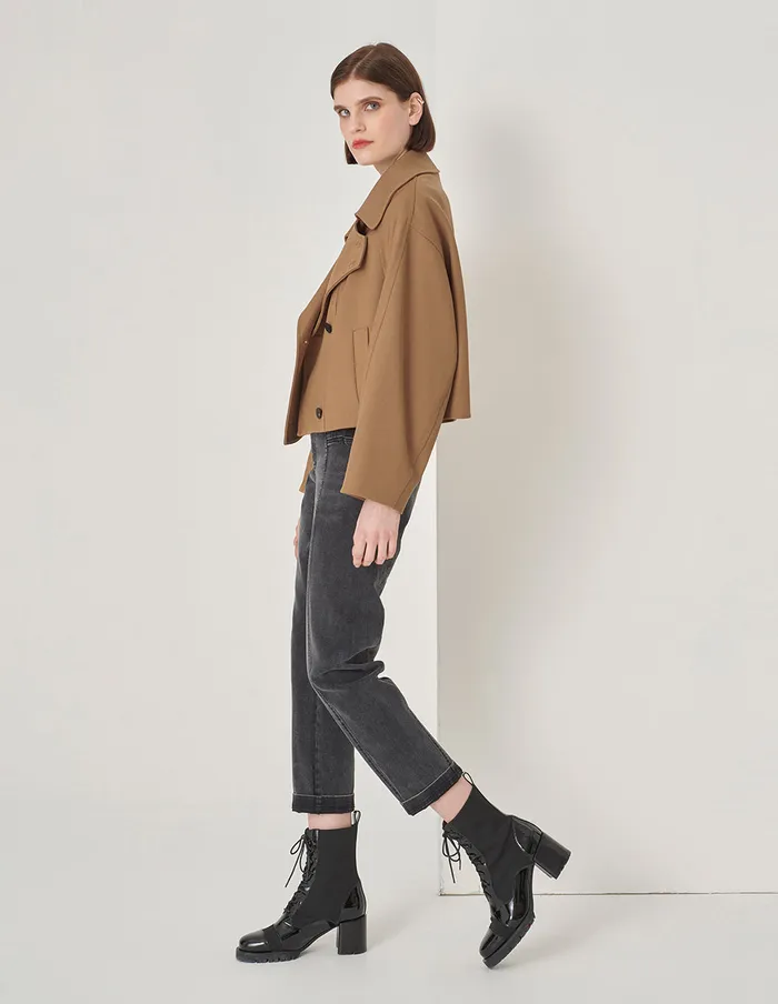 MARYLING Jacket and Coat LooseFitting DoubleBreasted Jacket Sand 8211 Women MARYLING Jacket and Coat LooseFitting DoubleBreasted Jacket Sand 8211 Women