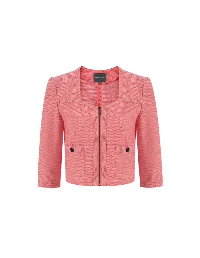MARYLING Jacket and Coat Pink Zigzag Zip Through Short Sleeve Jacket Mix 8211 Women