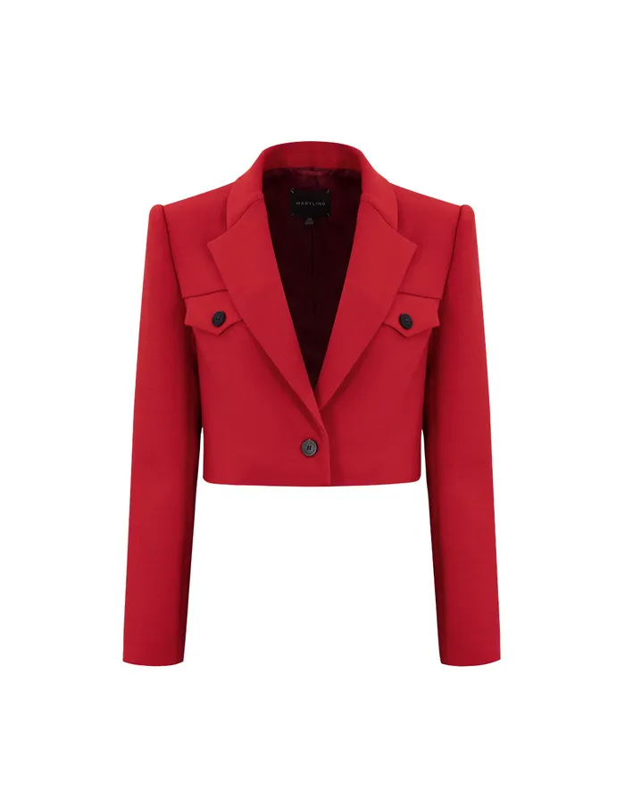 MARYLING Jacket and Coat Red H Cropped Blazer Red 8211 Women