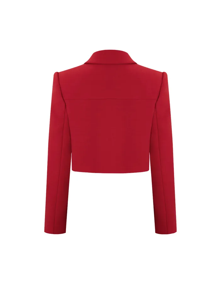 MARYLING Jacket and Coat Red H Cropped Blazer Red 8211 Women MARYLING Jacket and Coat Red H Cropped Blazer Red 8211 Women