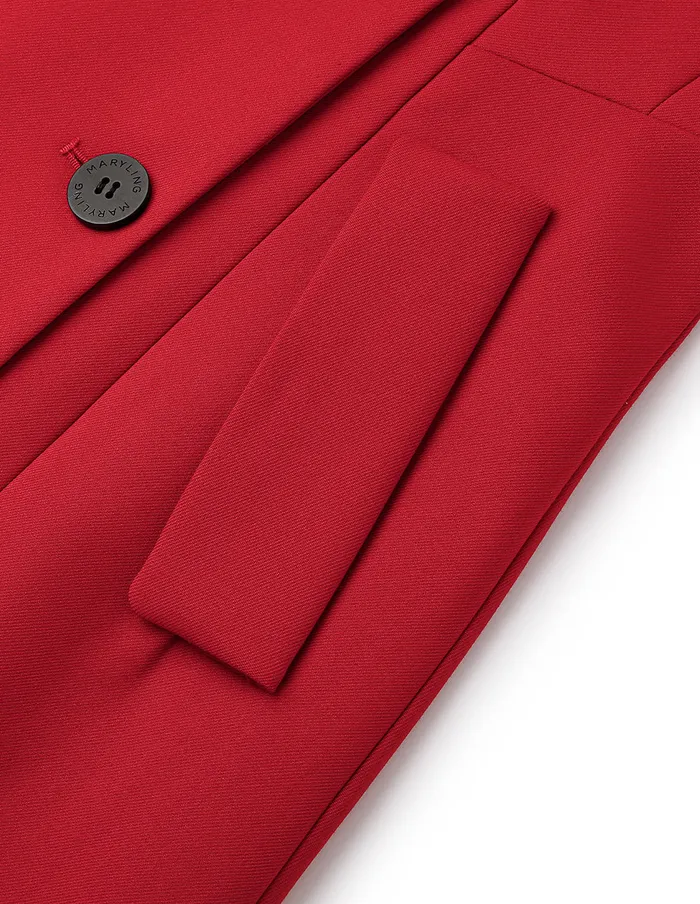MARYLING Jacket and Coat Red Spike Collar Double Breasted Coat Red 8211 Women MARYLING Jacket and Coat Red Spike Collar Double Breasted Coat Red 8211 Women