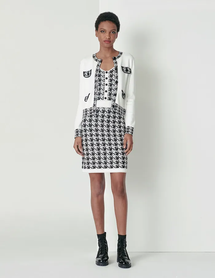 MARYLING Knit Dress Houndstooth Jacquard Knitted Apron Dress Mix 8211 Women