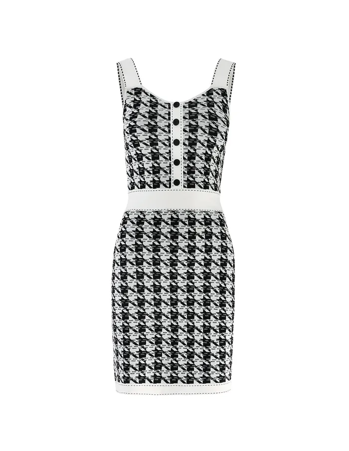 MARYLING Knit Dress Houndstooth Jacquard Knitted Apron Dress Mix 8211 Women MARYLING Knit Dress Houndstooth Jacquard Knitted Apron Dress Mix 8211 Women
