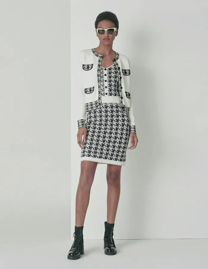 MARYLING Knit Dress Houndstooth Jacquard Knitted Apron Dress Mix 8211 Women MARYLING Knit Dress Houndstooth Jacquard Knitted Apron Dress Mix 8211 Women