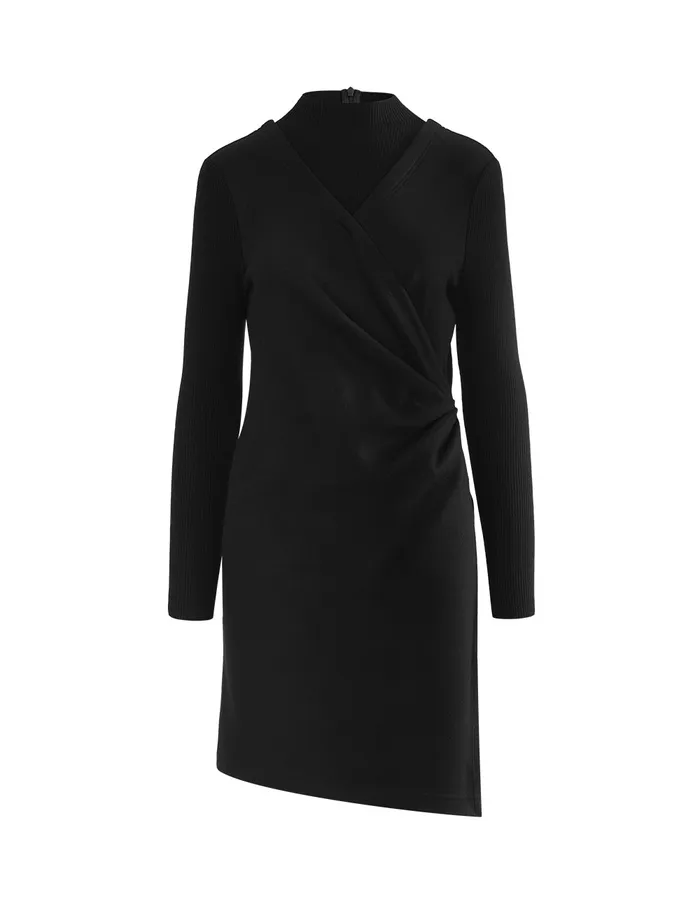 MARYLING Knit Dress VNECK KNITTED DRAPED DRESS Black 8211 Women MARYLING Knit Dress VNECK KNITTED DRAPED DRESS Black 8211 Women