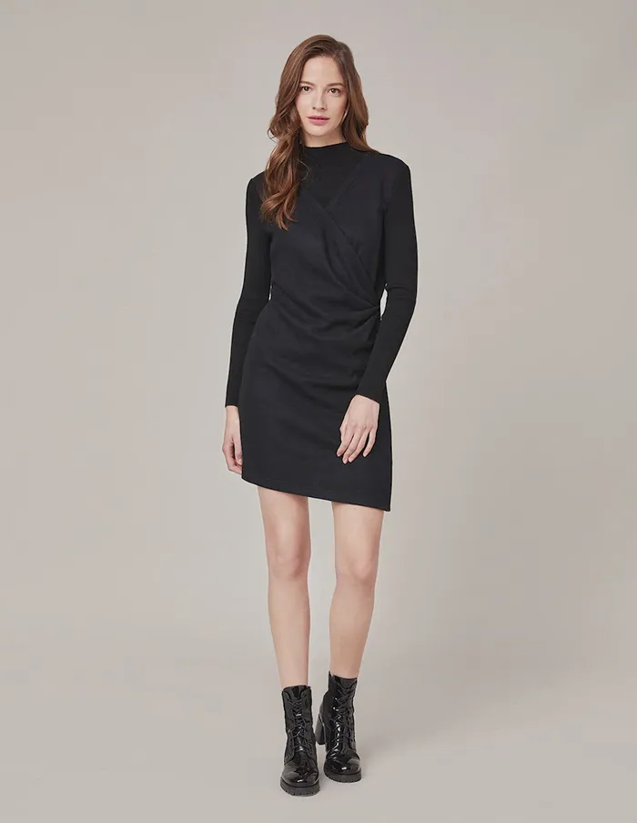 MARYLING Knit Dress VNECK KNITTED DRAPED DRESS Black 8211 Women MARYLING Knit Dress VNECK KNITTED DRAPED DRESS Black 8211 Women