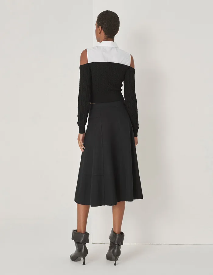 MARYLING Knitwear Black And White Contrasting OffShoulder Stitched Top Monochrome 8211 Women MARYLING Knitwear Black And White Contrasting OffShoulder Stitched Top Monochrome 8211 Women