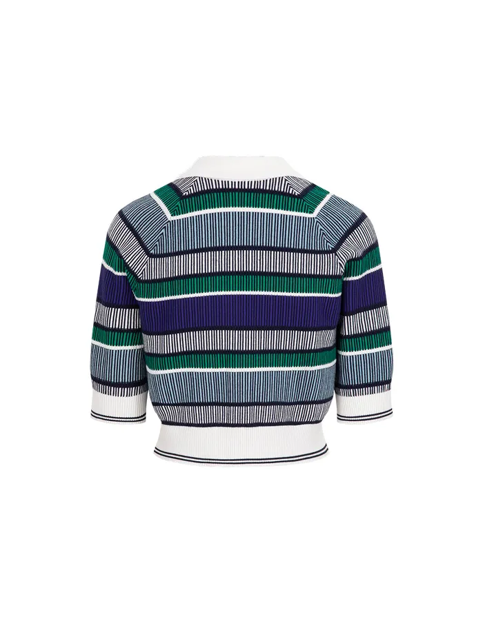 MARYLING Knitwear Blue Green Striped Knitted Cardigan Mix 8211 Women MARYLING Knitwear Blue Green Striped Knitted Cardigan Mix 8211 Women