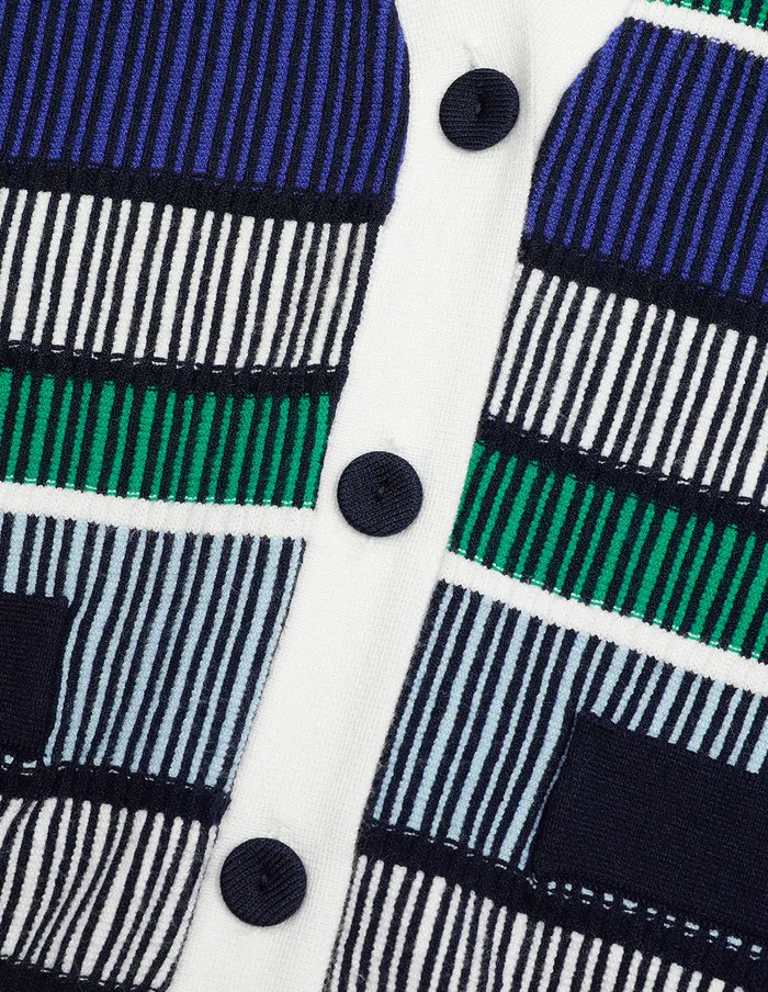 MARYLING Knitwear Blue Green Striped Knitted Cardigan Mix 8211 Women MARYLING Knitwear Blue Green Striped Knitted Cardigan Mix 8211 Women