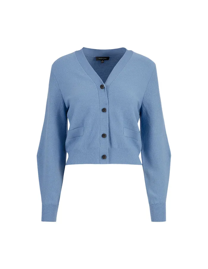 MARYLING Knitwear Blue Wool Knitted Cardigan Blue 8211 Women MARYLING Knitwear Blue Wool Knitted Cardigan Blue 8211 Women