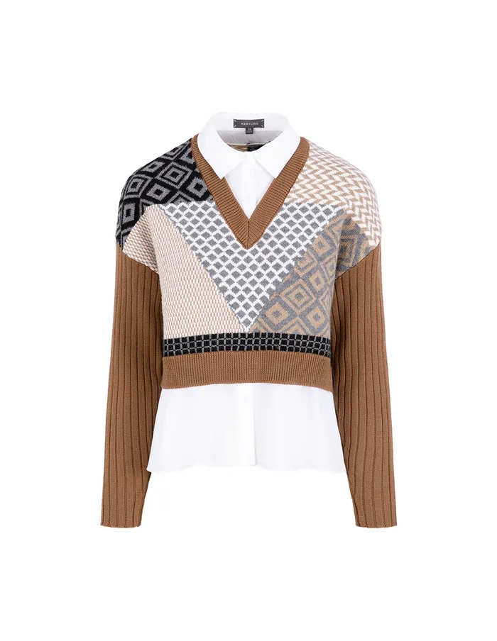 MARYLING Knitwear Camel Knit Woven Matching Sweatshirt Camel 8211 Women MARYLING Knitwear Camel Knit Woven Matching Sweatshirt Camel 8211 Women