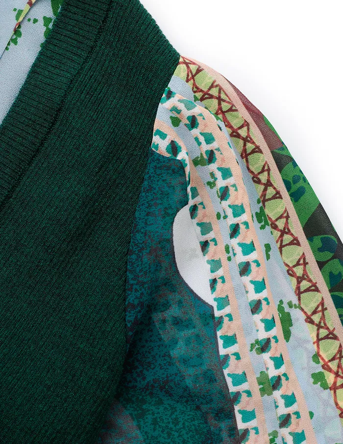 MARYLING Knitwear Forest Print Stitch Knitted Top Green 8211 Women
