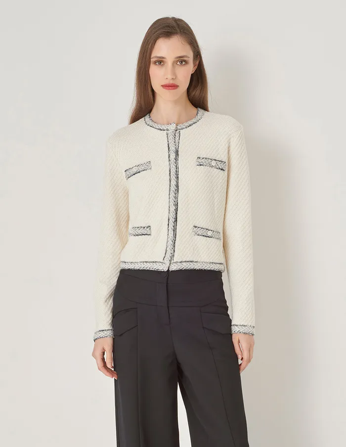 MARYLING Knitwear FourPocket Knit Cardigan Cream 8211 Women MARYLING Knitwear FourPocket Knit Cardigan Cream 8211 Women