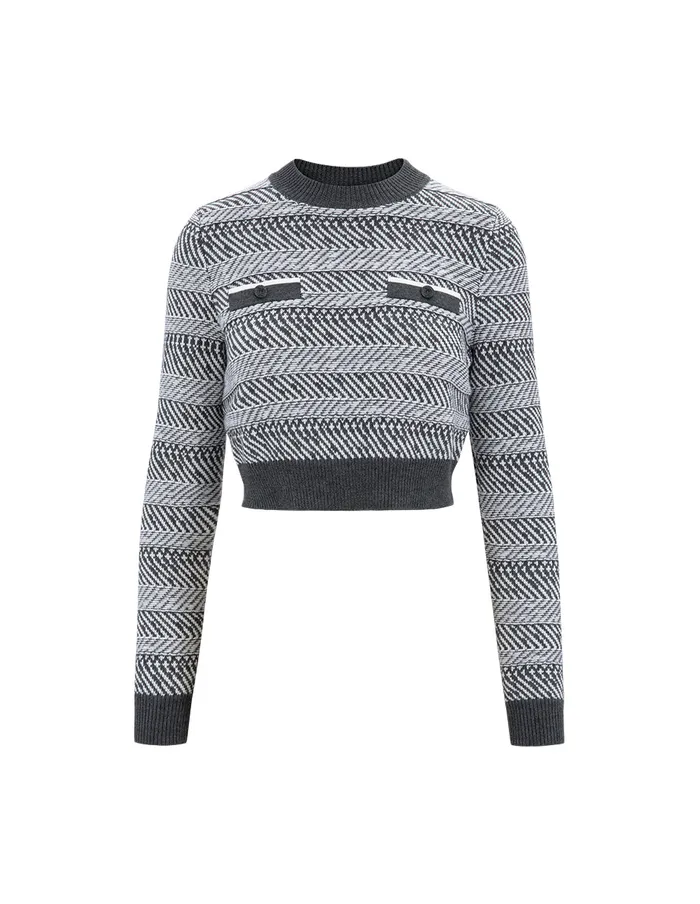 MARYLING Knitwear Gradient Light Grey Round Neck Long Sleeve Knit Top Grey 8211 Women