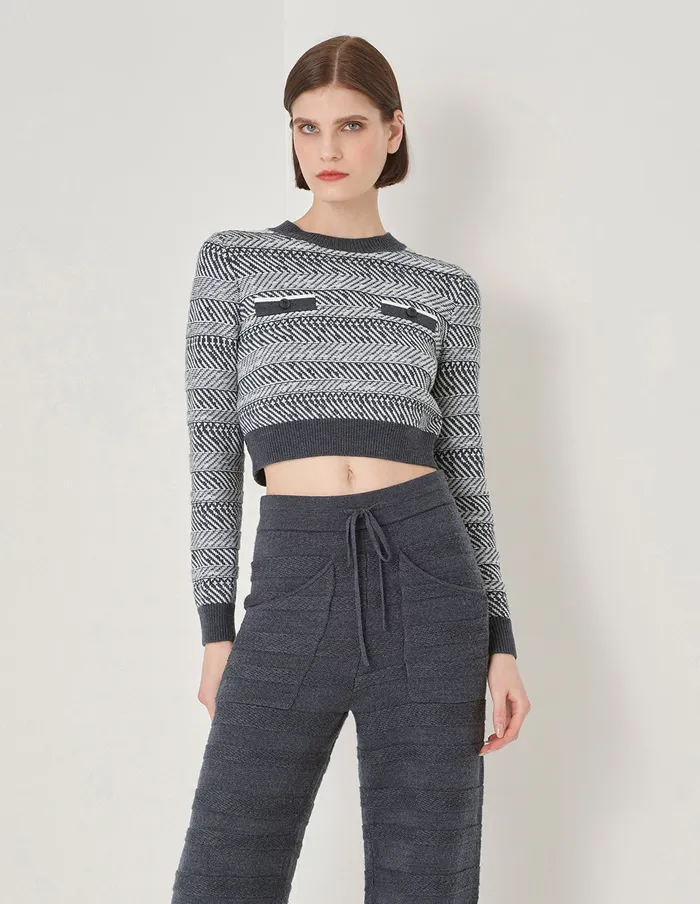 MARYLING Knitwear Gradient Light Grey Round Neck Long Sleeve Knit Top Grey 8211 Women