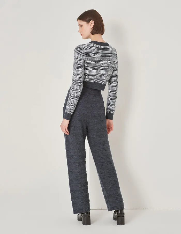 MARYLING Knitwear Gradient Light Grey Round Neck Long Sleeve Knit Top Grey 8211 Women