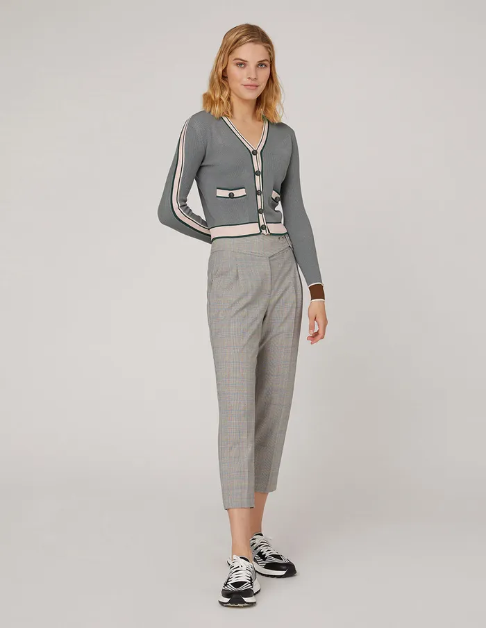MARYLING Knitwear Gray Stitching Slim Vneck Cardigan Mix 8211 Women