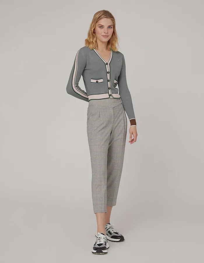 MARYLING Knitwear Gray Stitching Slim Vneck Cardigan Mix 8211 Women MARYLING Knitwear Gray Stitching Slim Vneck Cardigan Mix 8211 Women