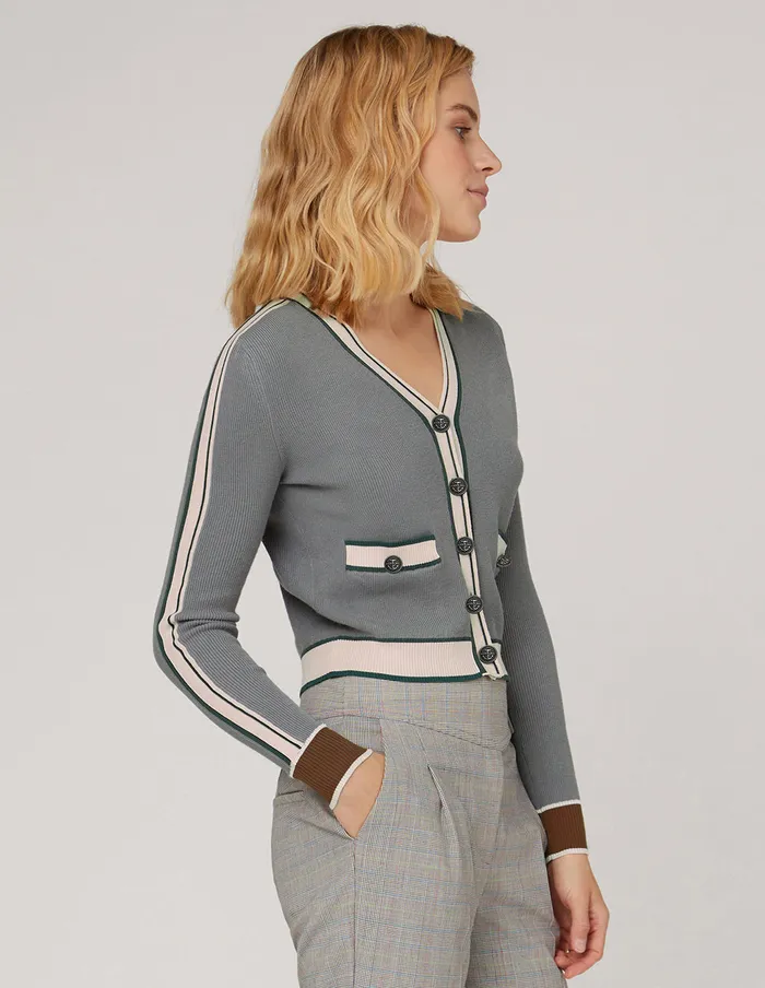 MARYLING Knitwear Gray Stitching Slim Vneck Cardigan Mix 8211 Women MARYLING Knitwear Gray Stitching Slim Vneck Cardigan Mix 8211 Women