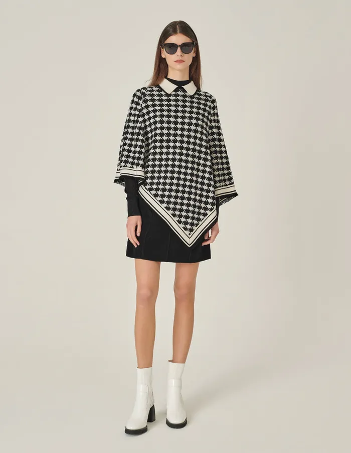 MARYLING Knitwear Houndstooth Knitted Shawl Houndstooth 8211 Women