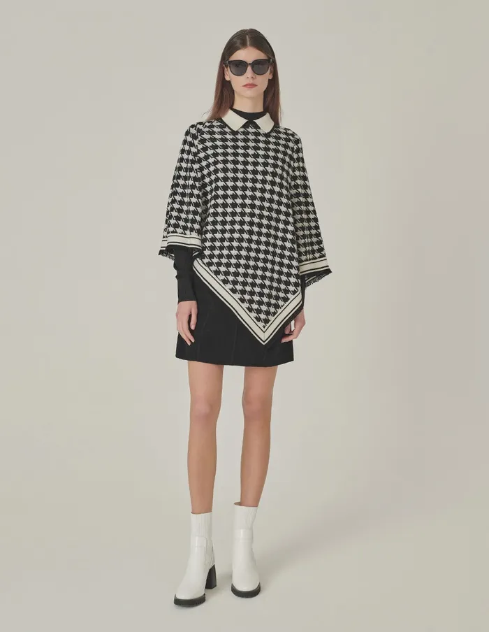 MARYLING Knitwear Houndstooth Knitted Shawl Houndstooth 8211 Women
