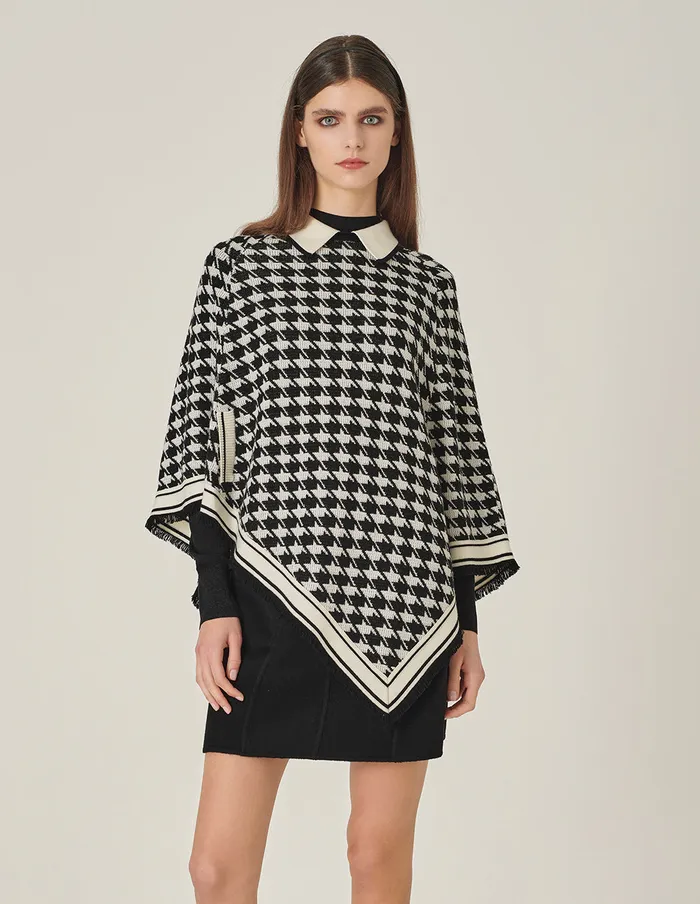 MARYLING Knitwear Houndstooth Knitted Shawl Houndstooth 8211 Women