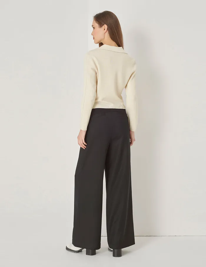 MARYLING Knitwear LapelCollar Skinny DoubleBreasted Sweater Top Cream 8211 Women MARYLING Knitwear LapelCollar Skinny DoubleBreasted Sweater Top Cream 8211 Women