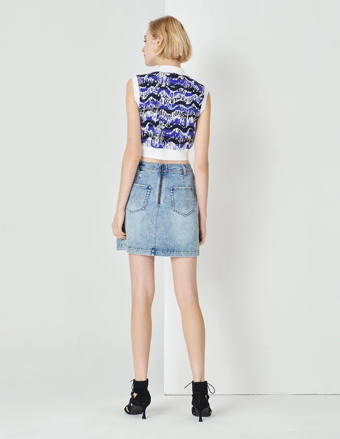 MARYLING Knitwear Night Shore Lapel Cropped Vest Mix 8211 Women MARYLING Knitwear Night Shore Lapel Cropped Vest Mix 8211 Women