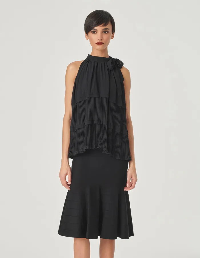 MARYLING Knitwear OffTheShoulder Pleated Top Black 8211 Women MARYLING Knitwear OffTheShoulder Pleated Top Black 8211 Women