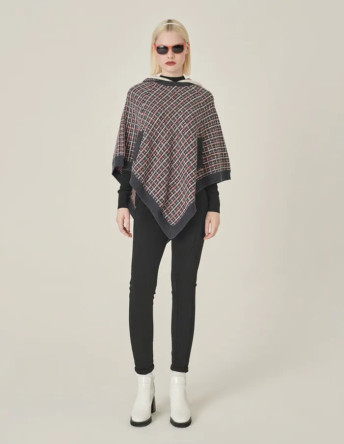 MARYLING Knitwear Red And Black Hooded Knitted Plaid Shawl Checkes 8211 Women MARYLING Knitwear Red And Black Hooded Knitted Plaid Shawl Checkes 8211 Women