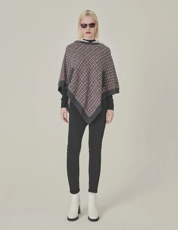 MARYLING Knitwear Red And Black Hooded Knitted Plaid Shawl Checkes 8211 Women MARYLING Knitwear Red And Black Hooded Knitted Plaid Shawl Checkes 8211 Women