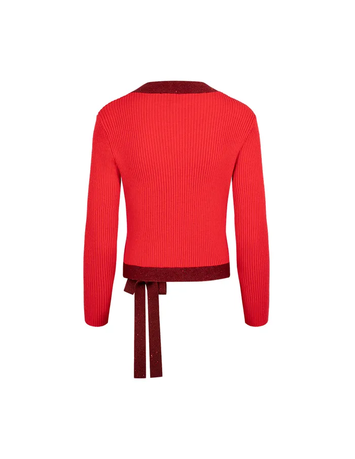 MARYLING Knitwear Red Crossover Knitted Sweater Red 8211 Women MARYLING Knitwear Red Crossover Knitted Sweater Red 8211 Women
