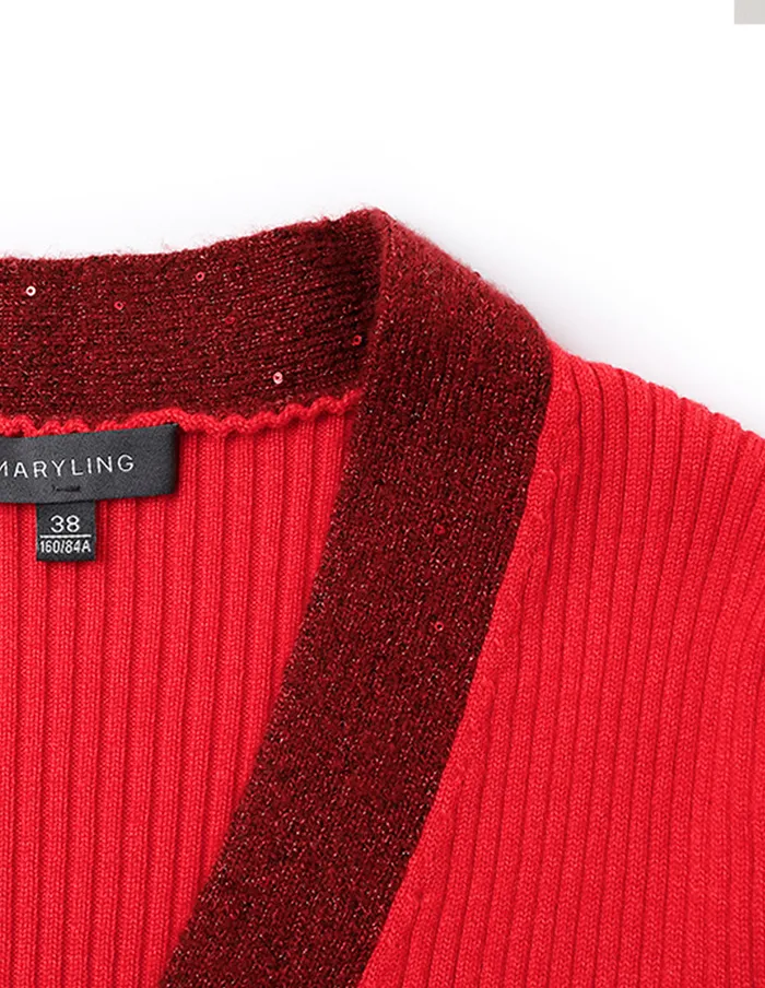 MARYLING Knitwear Red Crossover Knitted Sweater Red 8211 Women MARYLING Knitwear Red Crossover Knitted Sweater Red 8211 Women
