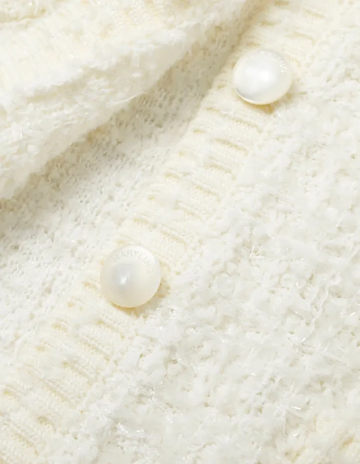 MARYLING Knitwear Round Neck Dark Pattern Knitted Cardigan Cream 8211 Women