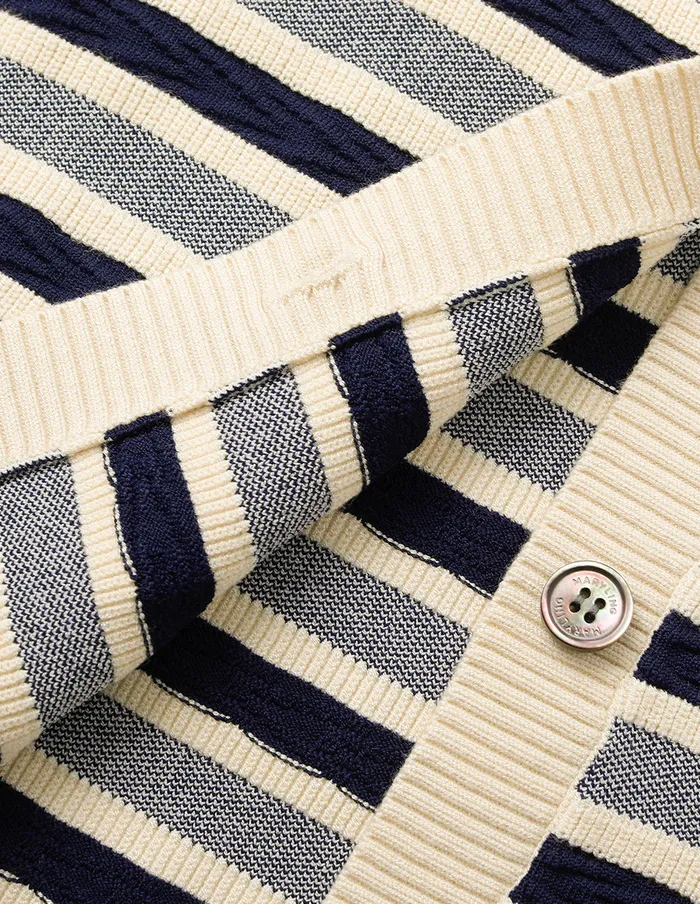 MARYLING Knitwear Round Neck Long Sleeve Striped MutilPockets Cardigan Cream 8211 Women MARYLING Knitwear Round Neck Long Sleeve Striped MutilPockets Cardigan Cream 8211 Women
