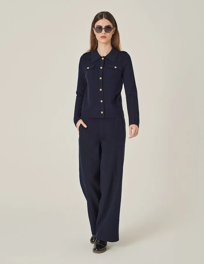 MARYLING Knitwear Shirt Collar Long Sleeve Knitted Cardigan Mid 8211 Women