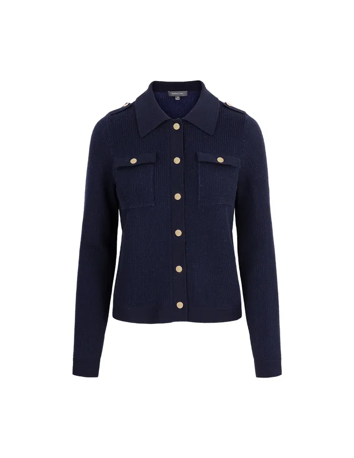 MARYLING Knitwear Shirt Collar Long Sleeve Knitted Cardigan Mid 8211 Women