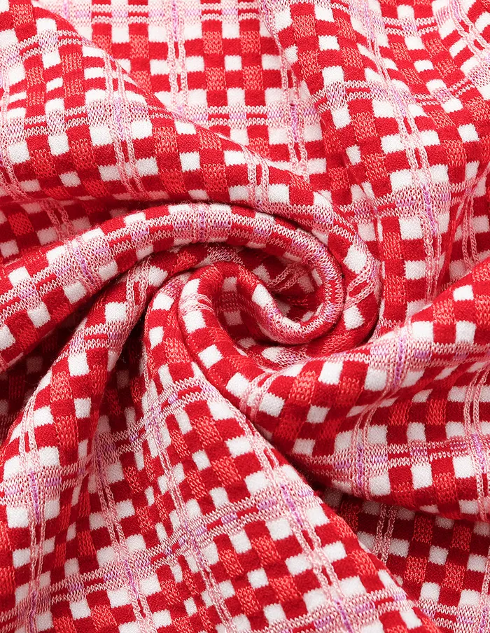 MARYLING Knitwear VNeck Red and White Checkered Long Sleeve Cardigan Red 8211 Women