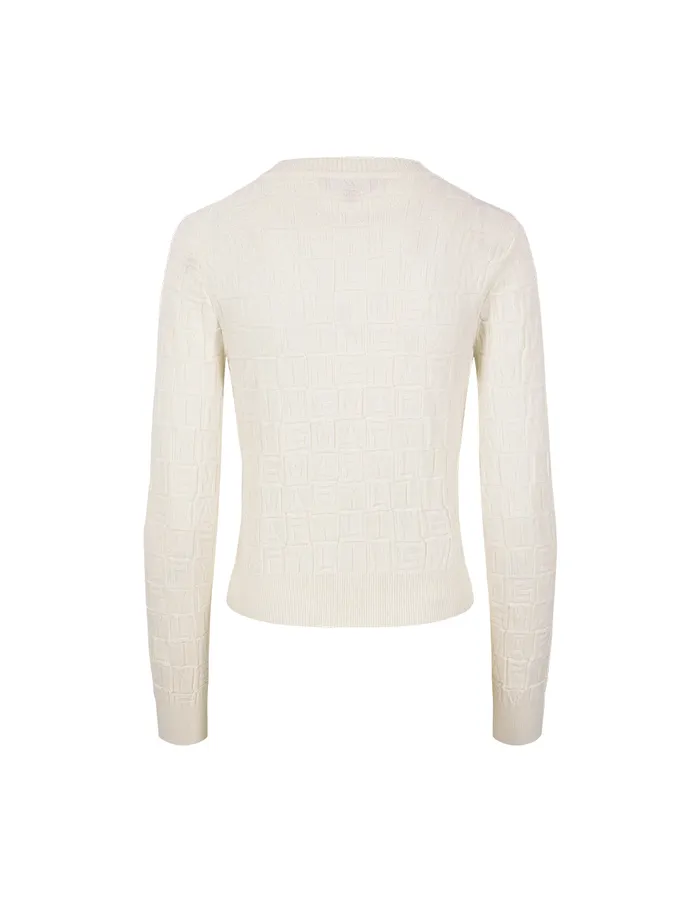 MARYLING Knitwear White Round Neck Logo LongSleeve Knitted Sweater Cream 8211 Women MARYLING Knitwear White Round Neck Logo LongSleeve Knitted Sweater Cream 8211 Women