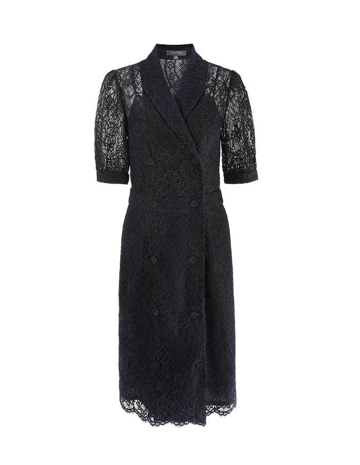 MARYLING Lace Dress PEAKLAPEL MIDI LACE DRESS Blue 8211 Women MARYLING Lace Dress PEAKLAPEL MIDI LACE DRESS Blue 8211 Women
