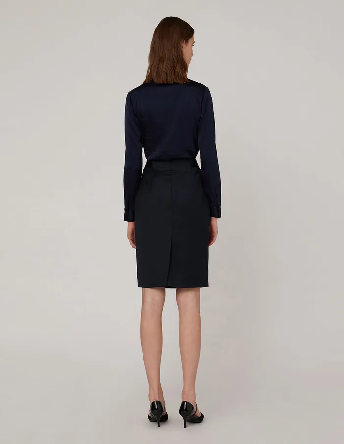MARYLING Offce Dress Dark Blue LONG SLEEVES SILK SHIRT Blue 8211 Women MARYLING Offce Dress Dark Blue LONG SLEEVES SILK SHIRT Blue 8211 Women