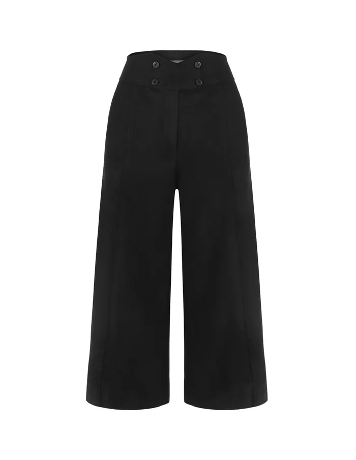 MARYLING Pants and Shorts Black Doublebreasted Sheep Wool Wideleg Pants Black 8211 Women MARYLING Pants and Shorts Black Doublebreasted Sheep Wool Wideleg Pants Black 8211 Women