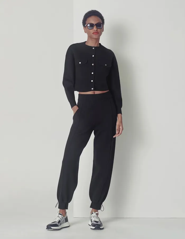 MARYLING Pants and Shorts Black Sheep Wool Knitted Casual Pants Black 8211 Women