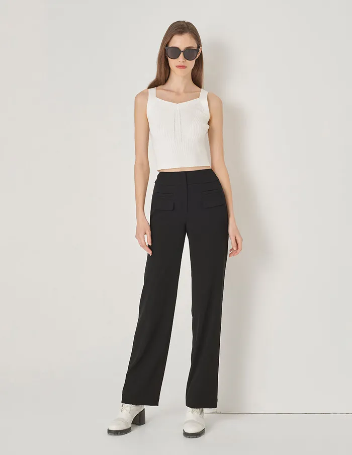 MARYLING Pants and Shorts Black Straight Pocket Trousers Black 8211 Women