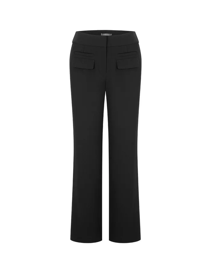 MARYLING Pants and Shorts Black Straight Pocket Trousers Black 8211 Women MARYLING Pants and Shorts Black Straight Pocket Trousers Black 8211 Women