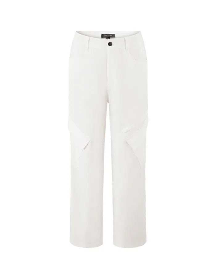 MARYLING Pants and Shorts Cargo Pocket Element Straightleg Trousers White 8211 Women MARYLING Pants and Shorts Cargo Pocket Element Straightleg Trousers White 8211 Women