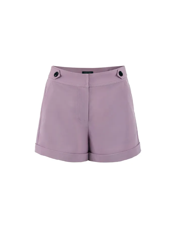 MARYLING Pants and Shorts CONTRAST BUTTON EMBELLISHED TWILL SHORTS Plum 8211 Women
